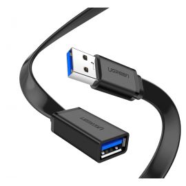 UGreen Cable Flat Extension Cable Male to Female Data Cable USB3.0 Extender Cord for PC TV - Black