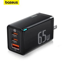 Baseus CCGP120001 GaN5 Pro 65W Fast Charger 2X Type-C 1X USB Port CN For MacBook Laptop Phone With Type-C to Type-C 100W 20V 5A 1m Black 