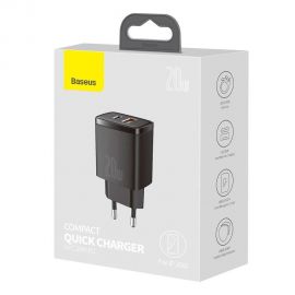 Baseus 20W Compact Fast Charger USB + USB Type-C with PD & 3.0 Quick Charge in Pakistan