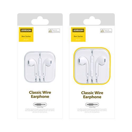 EP1 JOYROOM Hands free Classic Wired Earphone White - JOYROOM PAKISTAN